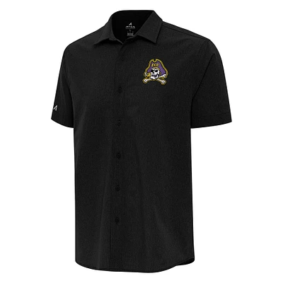 Men's Antigua Black ECU Pirates Activate Woven Short Sleeve Button-Up Shirt