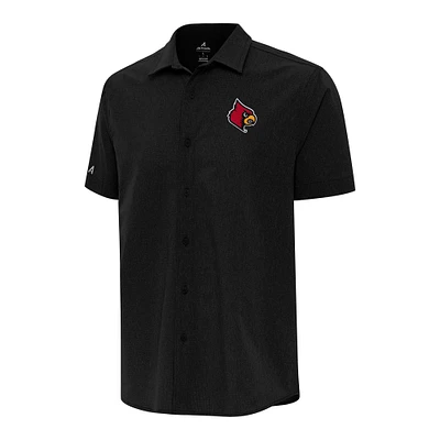 Men's Antigua Louisville Cardinals Activate Woven Short Sleeve Button-Up Shirt