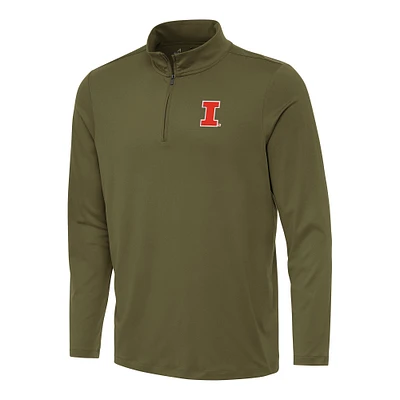 Men's Antigua Olive Illinois Fighting Illini Reprocess Quarter-Zip Top