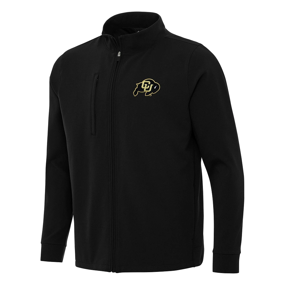 Men's Antigua Black Colorado Buffaloes Regard Full-Zip Jacket