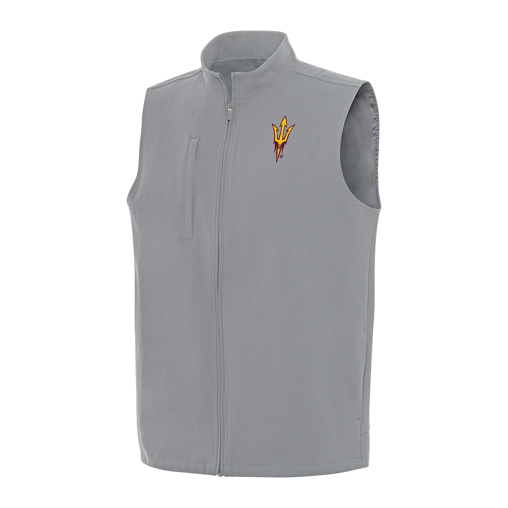 Men's Antigua Gray Arizona State Sun Devils Regard Full-Zip Vest