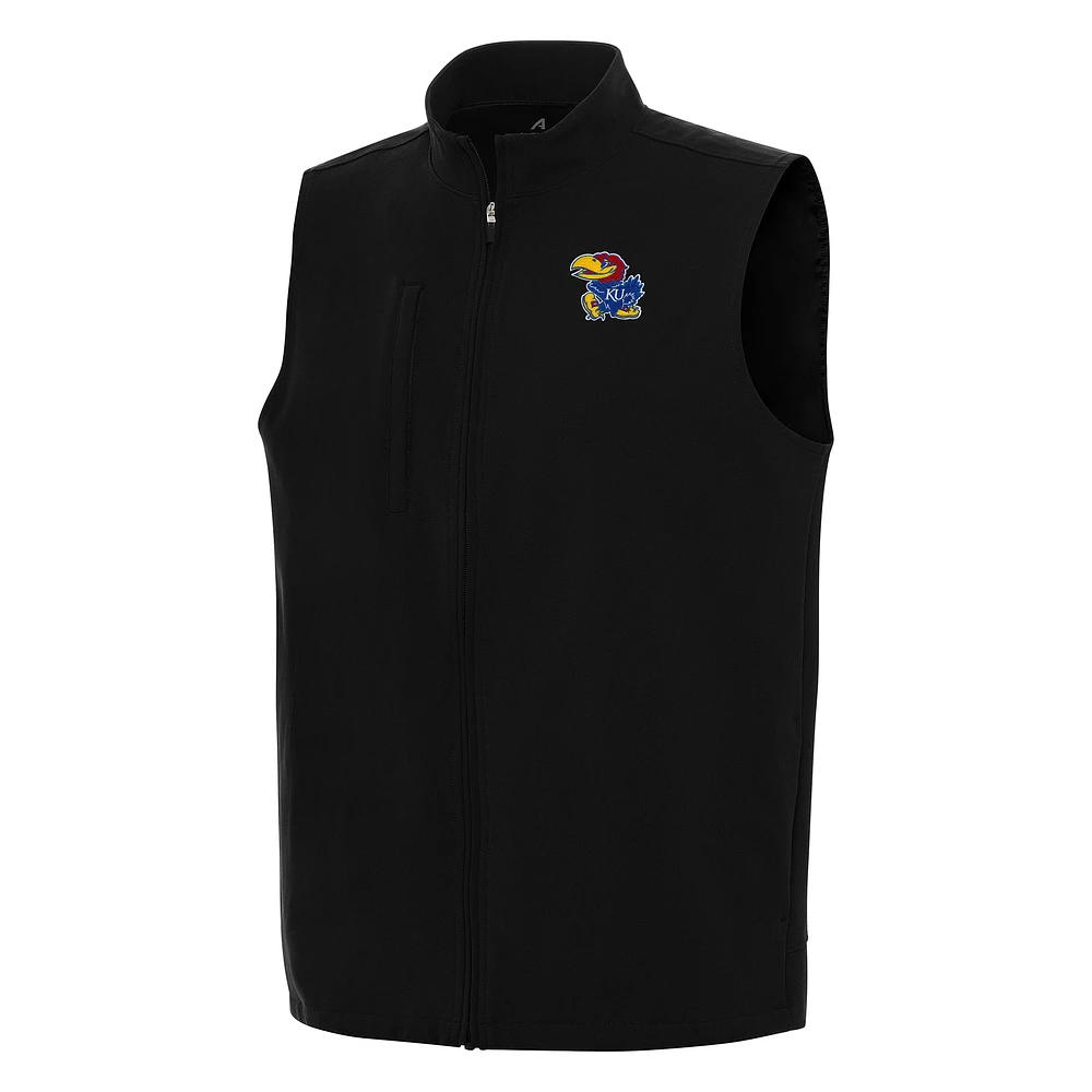 Men's Antigua Black Kansas Jayhawks Regard Full-Zip Vest