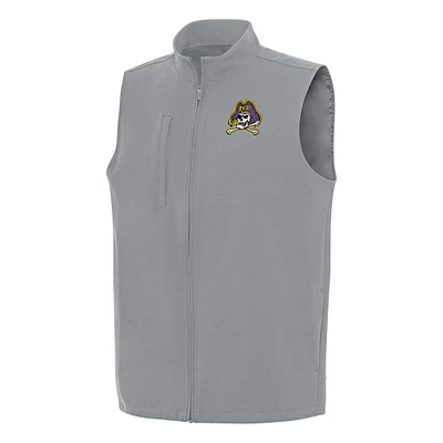 Men's Antigua Gray ECU Pirates Regard Full-Zip Vest
