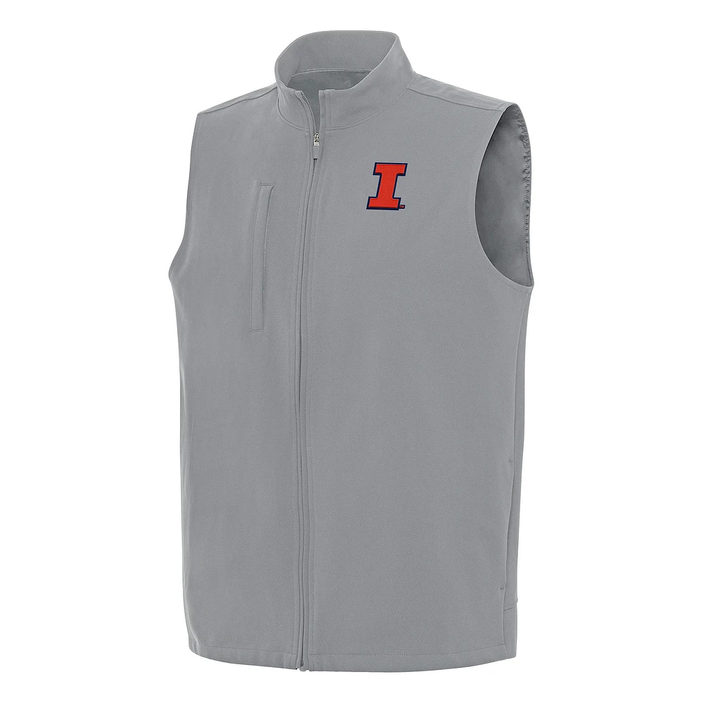 Men's Antigua Gray Illinois Fighting Illini Regard Full-Zip Vest