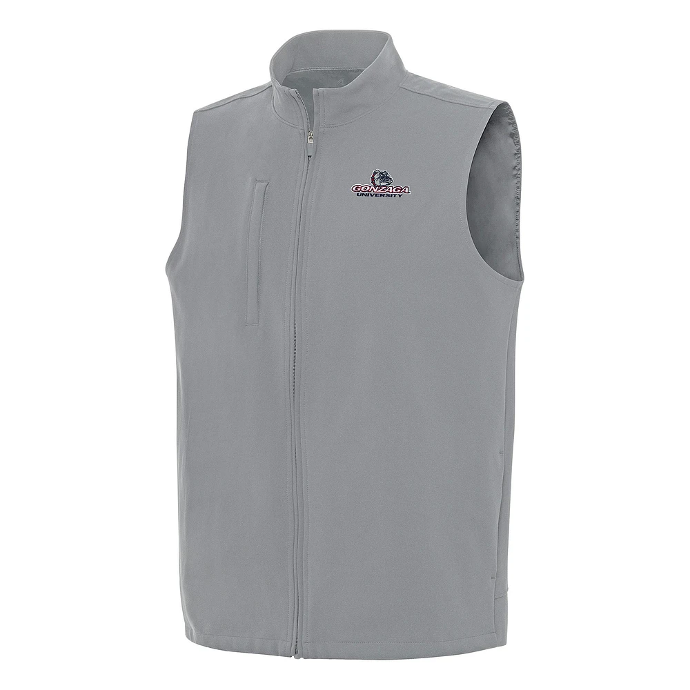 Men's Antigua Gray Gonzaga Bulldogs Regard Full-Zip Vest