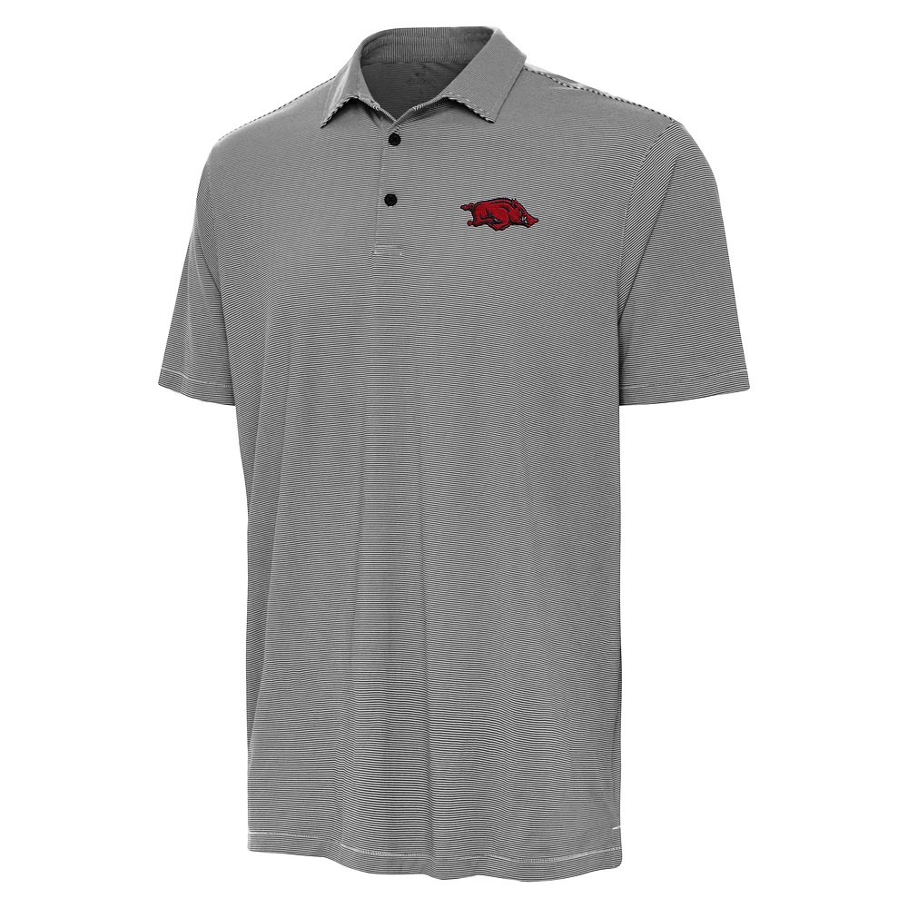 Men's Antigua Charcoal/White Arkansas Razorbacks Twine Polo