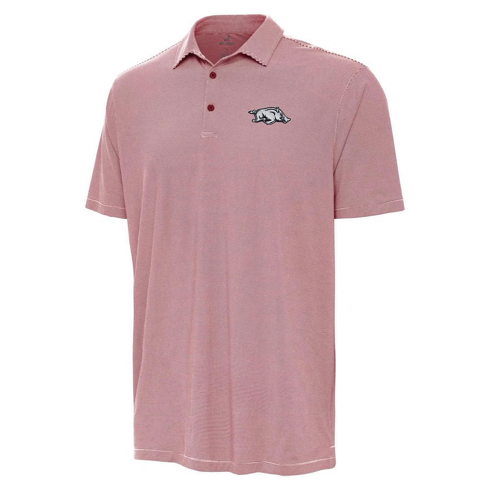 Men's Antigua Cardinal/White Arkansas Razorbacks Twine Polo