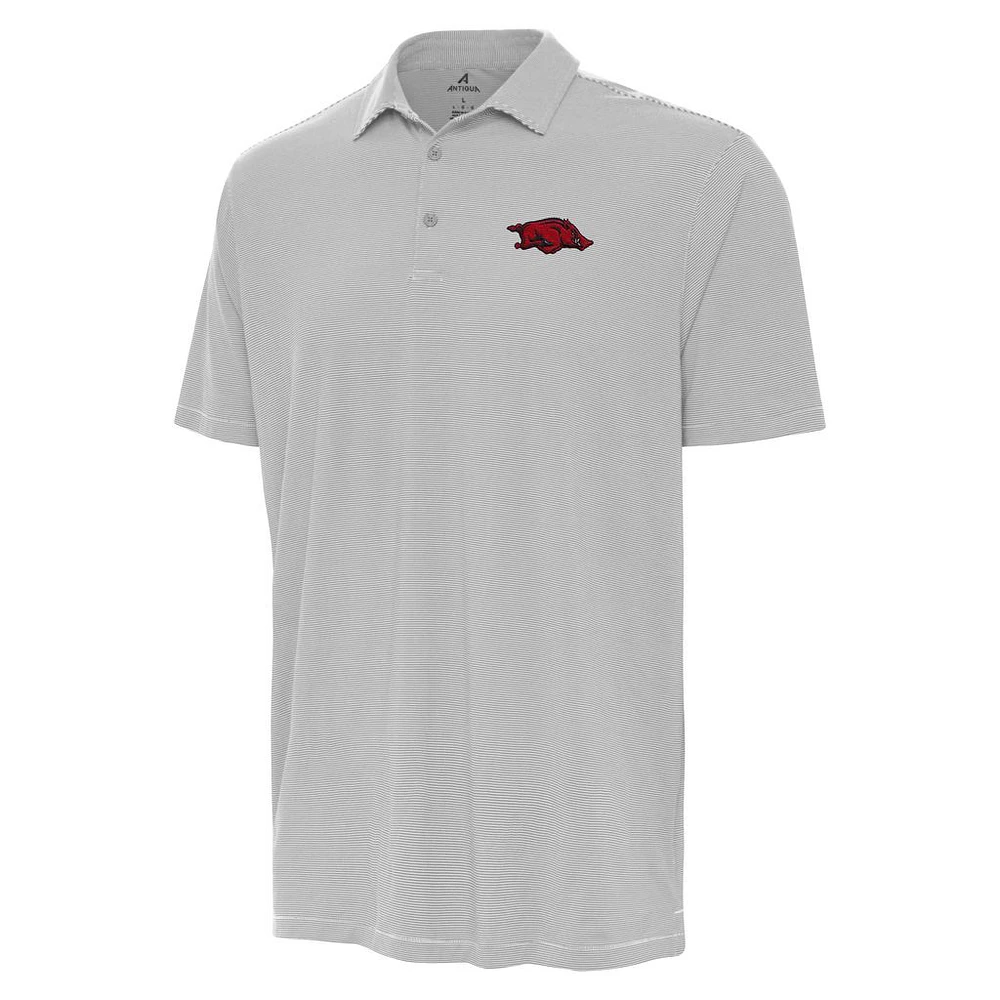 Men's Antigua Gray/White Arkansas Razorbacks Twine Polo