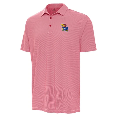 Men's Antigua Red/White Kansas Jayhawks Twine Polo