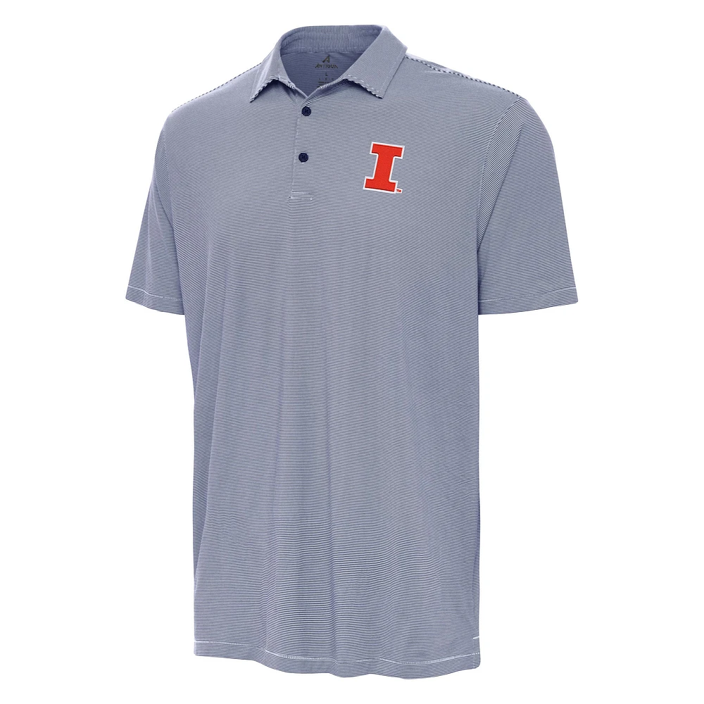 Men's Antigua Navy/White Illinois Fighting Illini Twine Polo