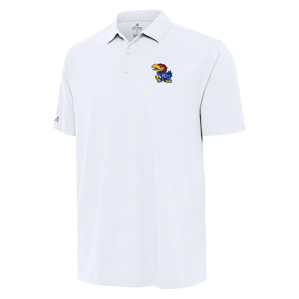 Men's Antigua White Kansas Jayhawks Era Polo