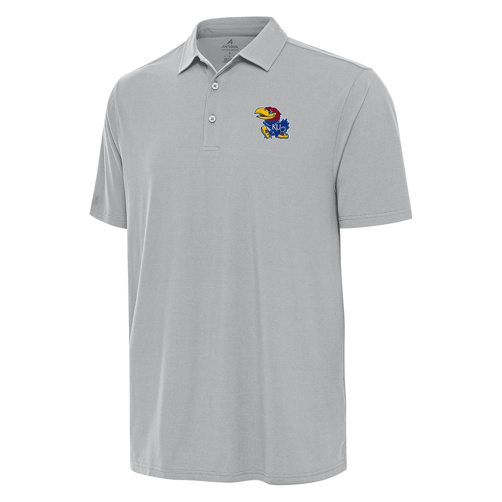 Men's Antigua Gray Kansas Jayhawks Era Polo