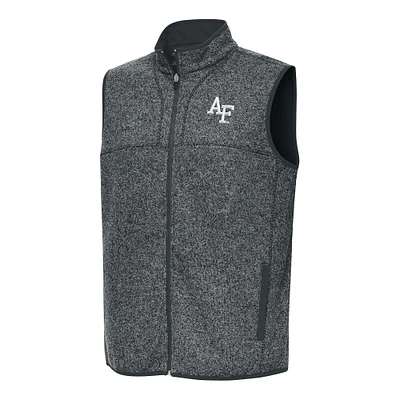 Men's Antigua Heather Charcoal Air Force Falcons Fortune Full-Zip Vest