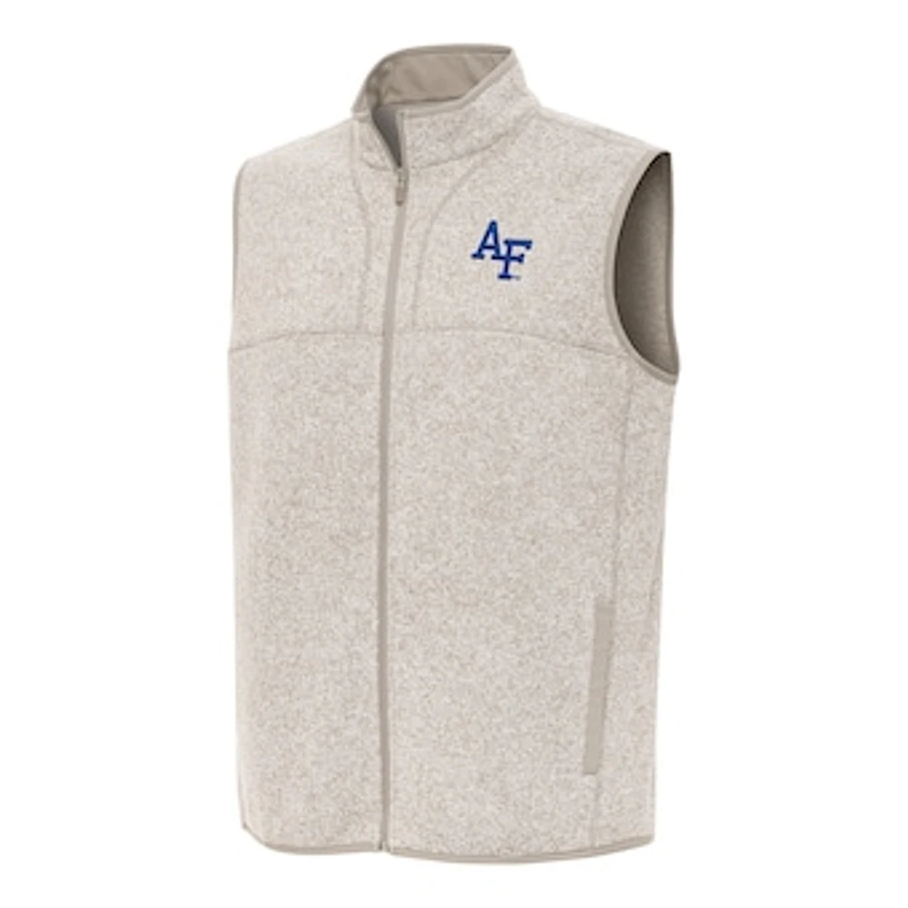 Men's Antigua Oatmeal Air Force Falcons Fortune Full-Zip Vest