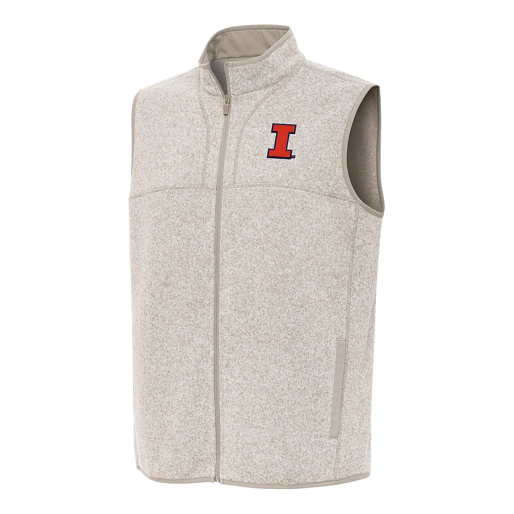 Men's Antigua Oatmeal Illinois Fighting Illini Fortune Full-Zip Vest