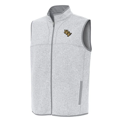 Men's Antigua Heather Gray UCF Knights Fortune Full-Zip Vest
