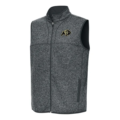 Men's Antigua Heather Charcoal Colorado Buffaloes Fortune Full-Zip Vest