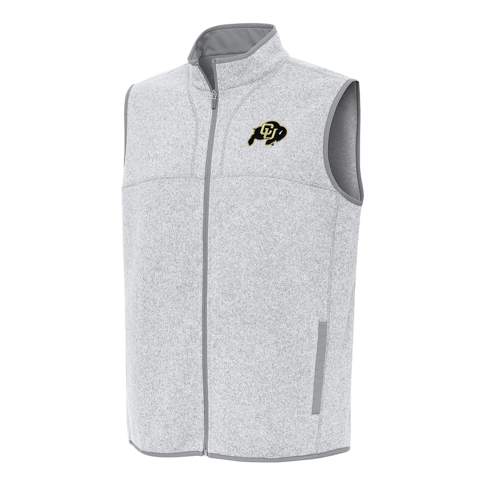 Men's Antigua Heather Gray Colorado Buffaloes Fortune Full-Zip Vest