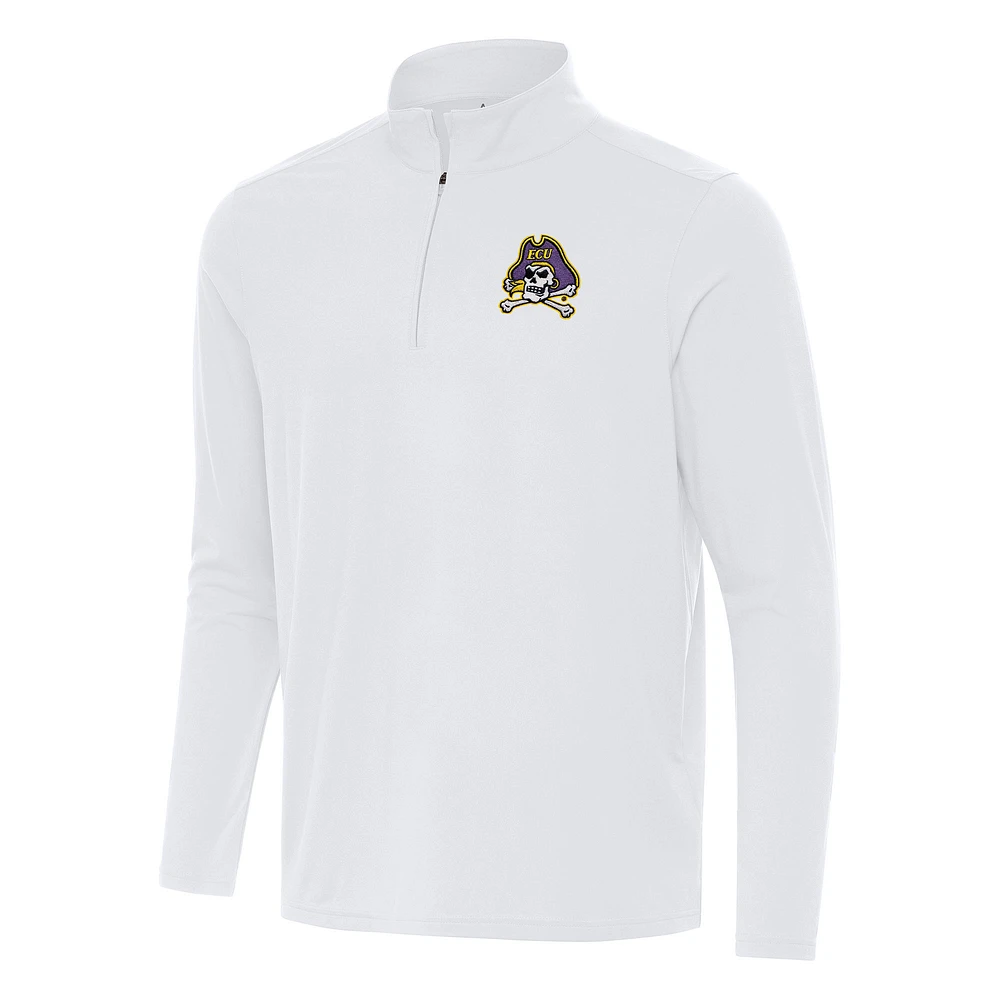 Men's Antigua White ECU Pirates Intent Quarter-Zip Top