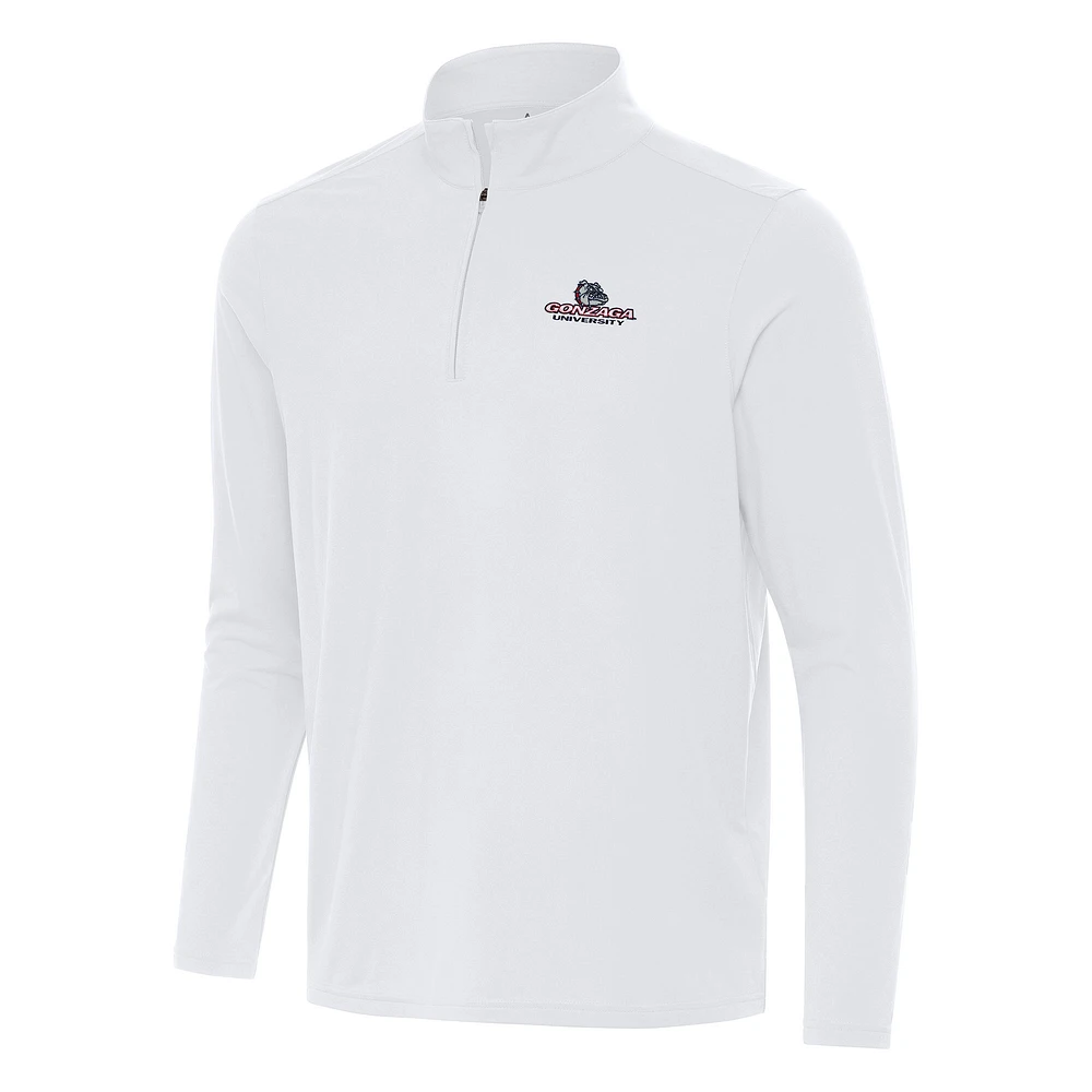 Men's Antigua White Gonzaga Bulldogs Intent Quarter-Zip Top