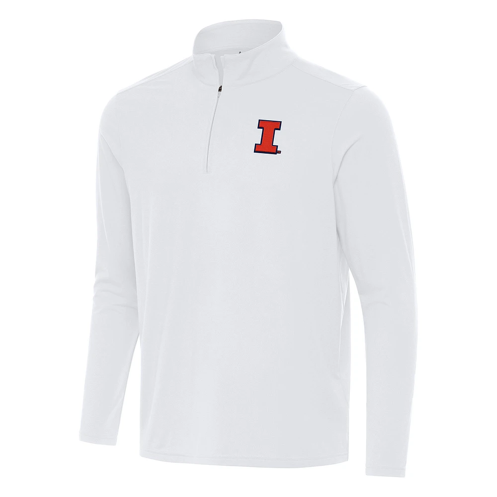 Men's Antigua White Illinois Fighting Illini Intent Quarter-Zip Top
