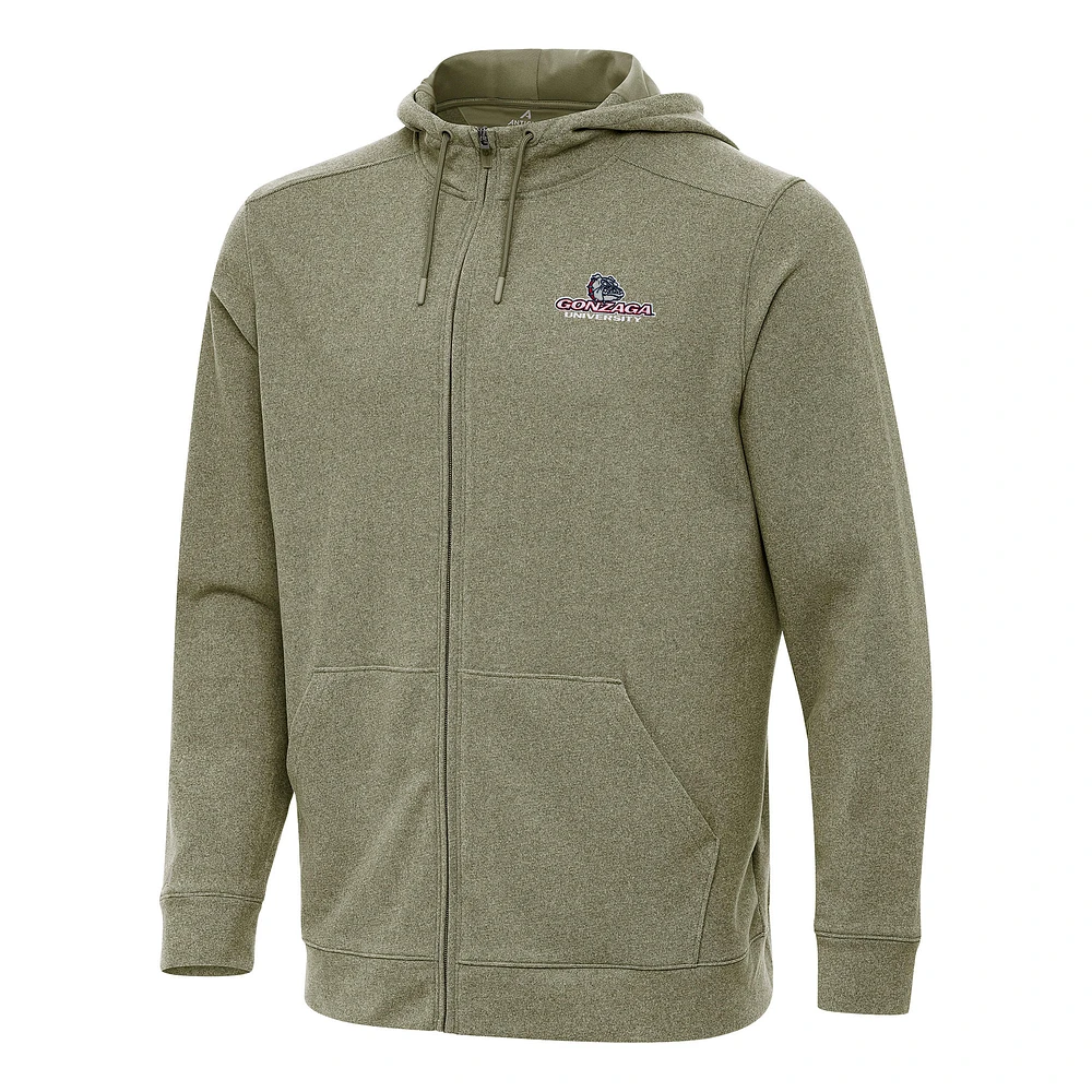 Men's Antigua Olive Gonzaga Bulldogs Effortless Full-Zip Hoodie Jacket