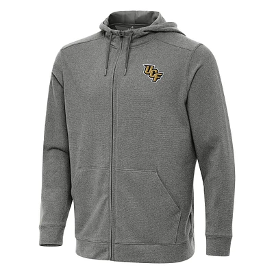 Men's Antigua Heather Charcoal UCF Knights Effortless Full-Zip Hoodie Jacket