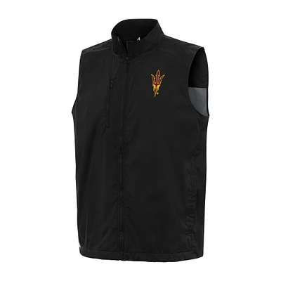 Men's Antigua Black Arizona State Sun Devils Brisk Full-Zip Vest