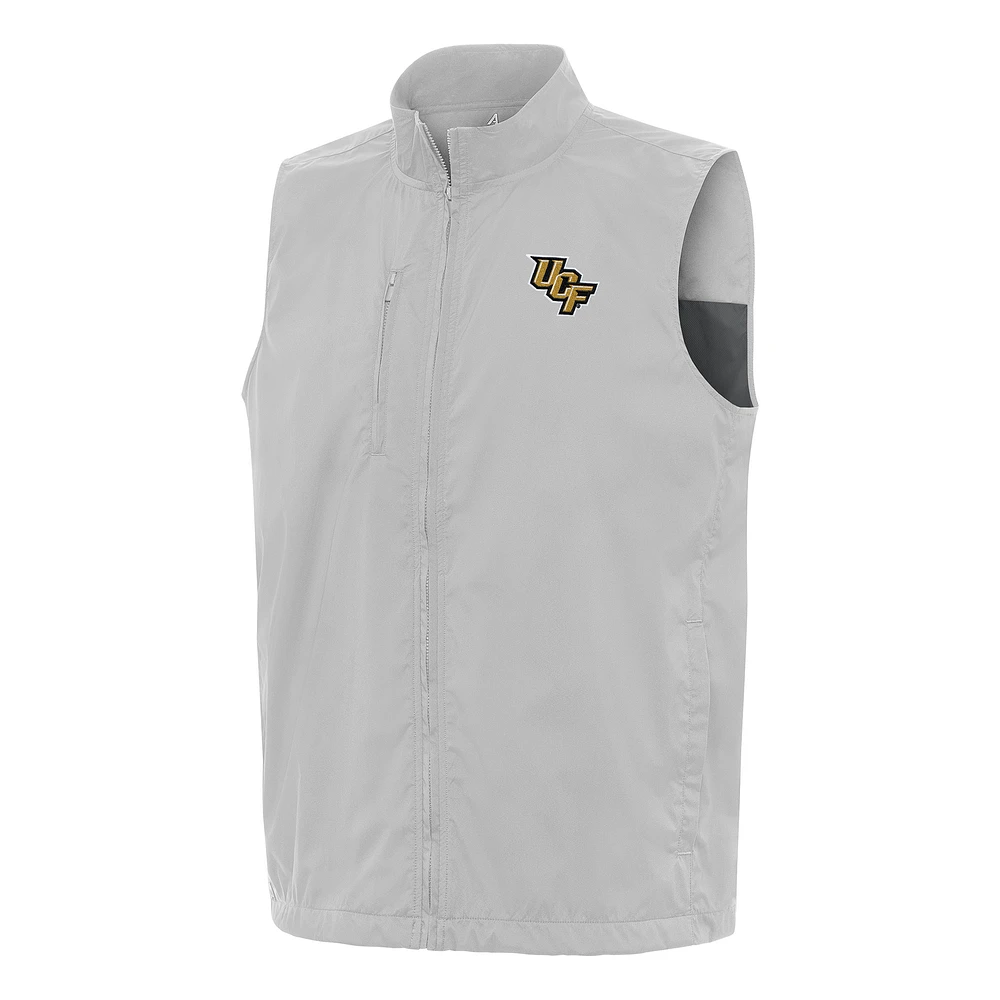 Men's Antigua Gray UCF Knights Brisk Full-Zip Vest