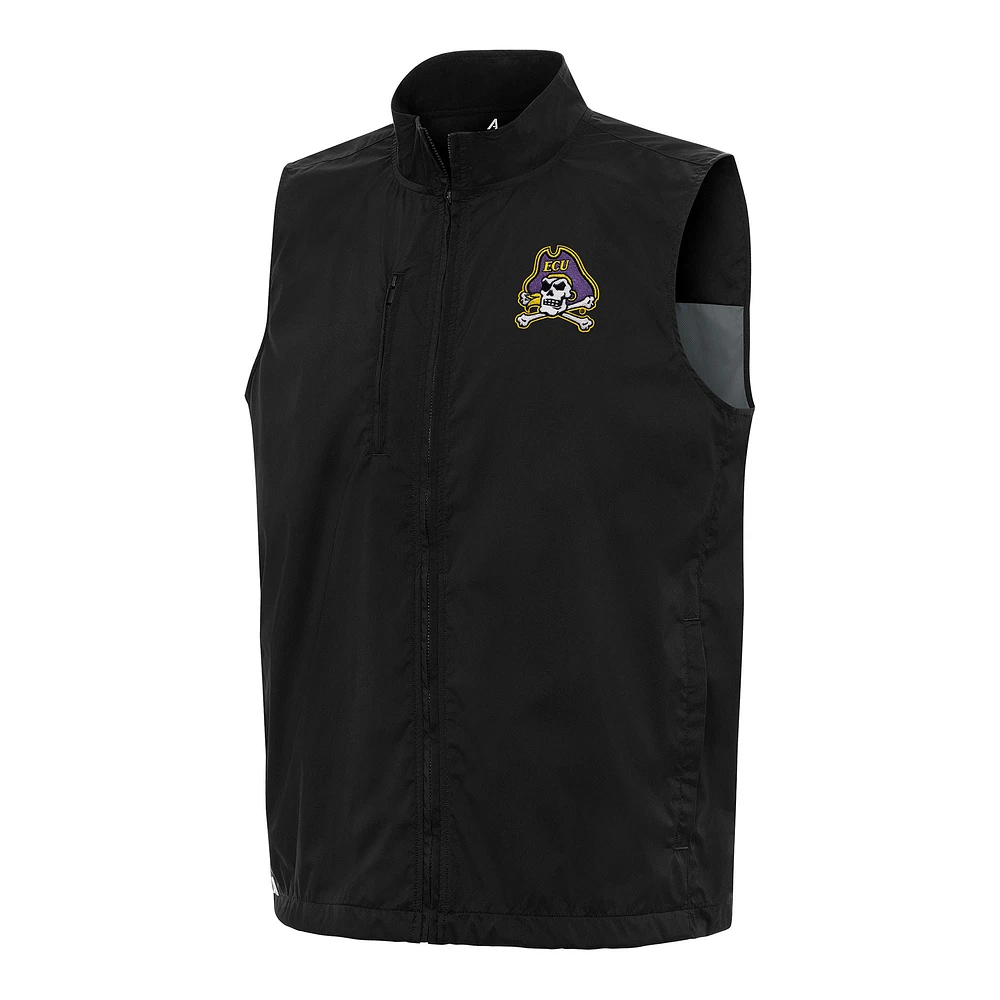 Men's Antigua Black ECU Pirates Brisk Full-Zip Vest