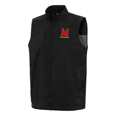 Men's Antigua Black Maryland Terrapins Brisk Full-Zip Vest