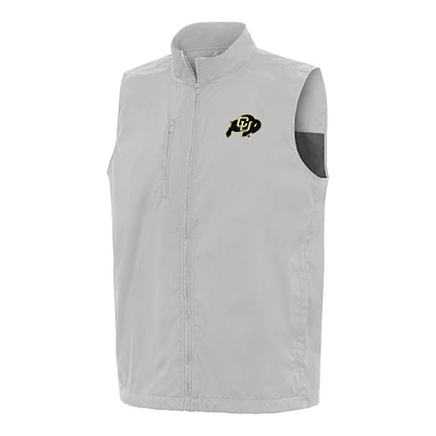 Men's Antigua Gray Colorado Buffaloes Brisk Full-Zip Vest