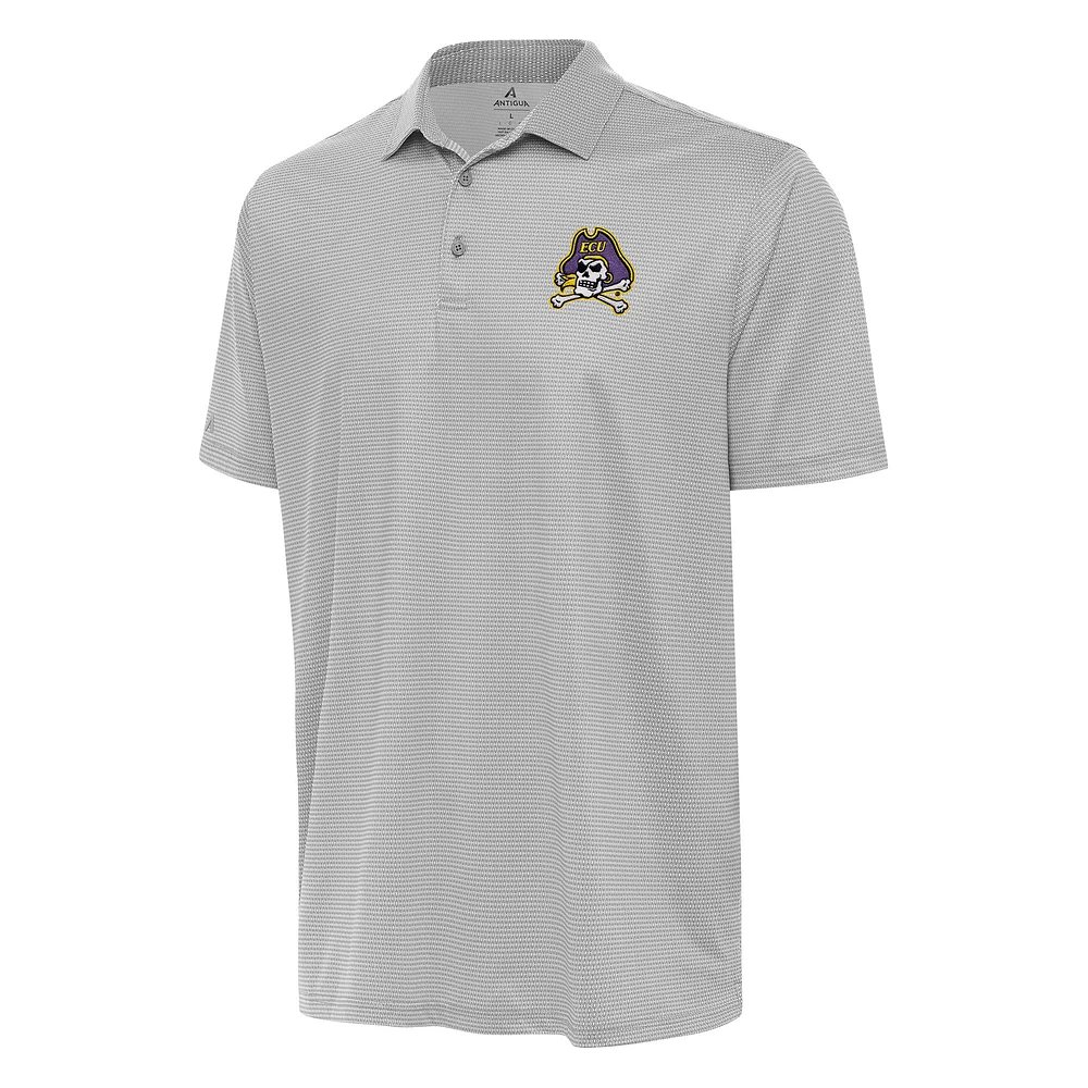 Men's Antigua Gray/White ECU Pirates Rings Polo