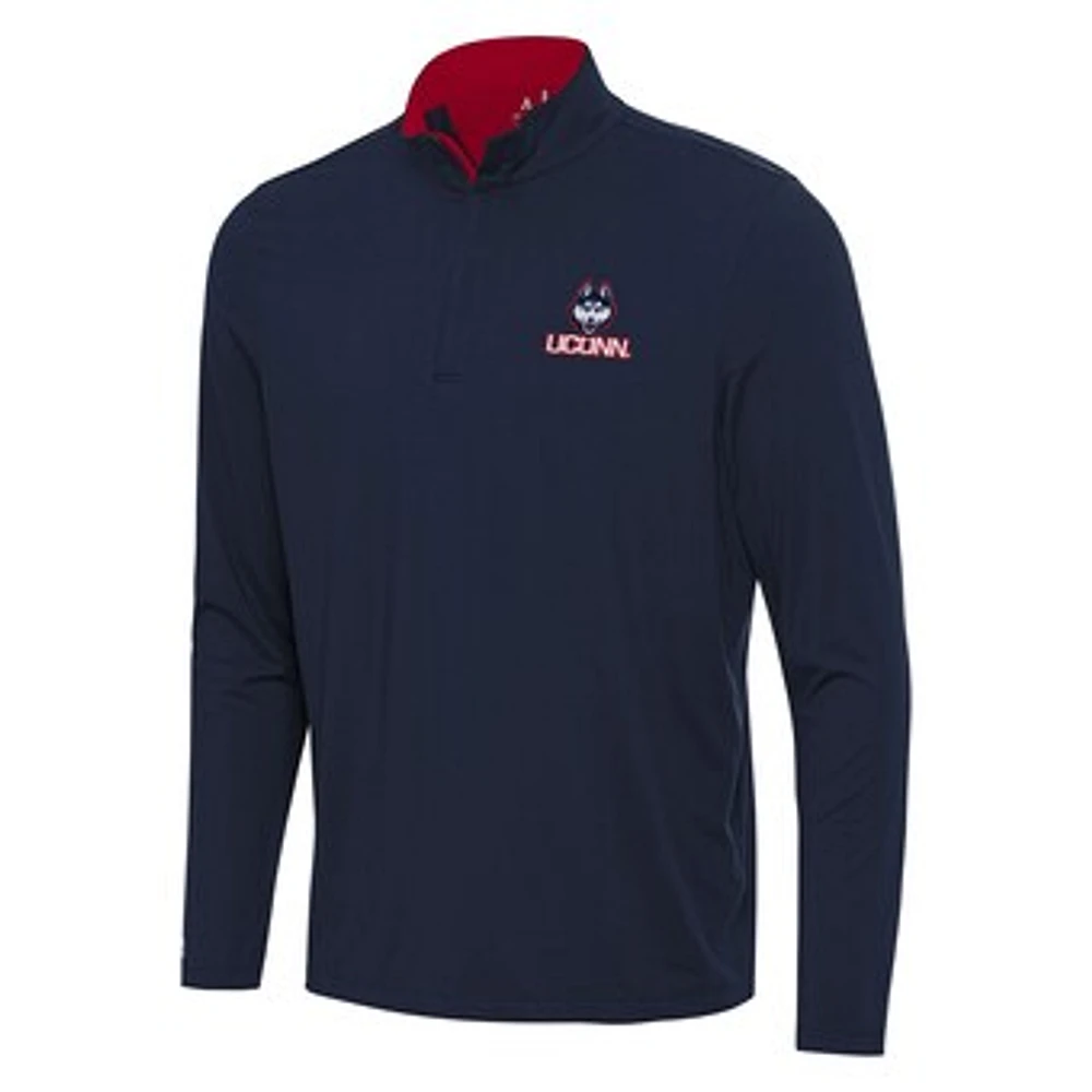 Men's Antigua Navy/Red UConn Huskies Content Quarter-Zip Pullover Top