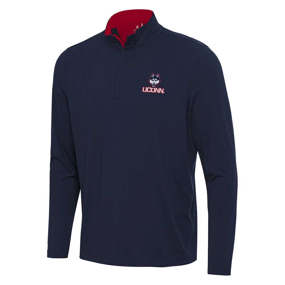Men's Antigua Navy/Red UConn Huskies Content Quarter-Zip Pullover Top