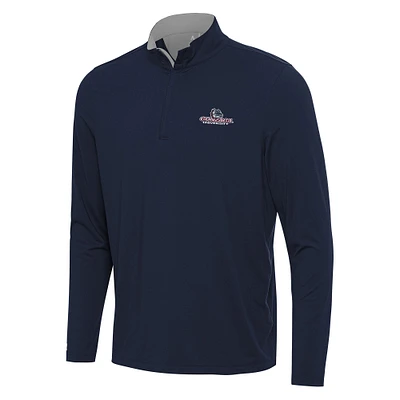 Men's Antigua Navy/Gray Gonzaga Bulldogs Content Quarter-Zip Pullover Top