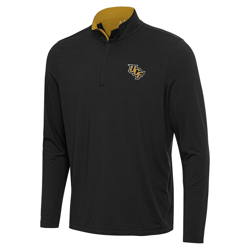 Men's Antigua Black/Gold UCF Knights Content Quarter-Zip Pullover Top