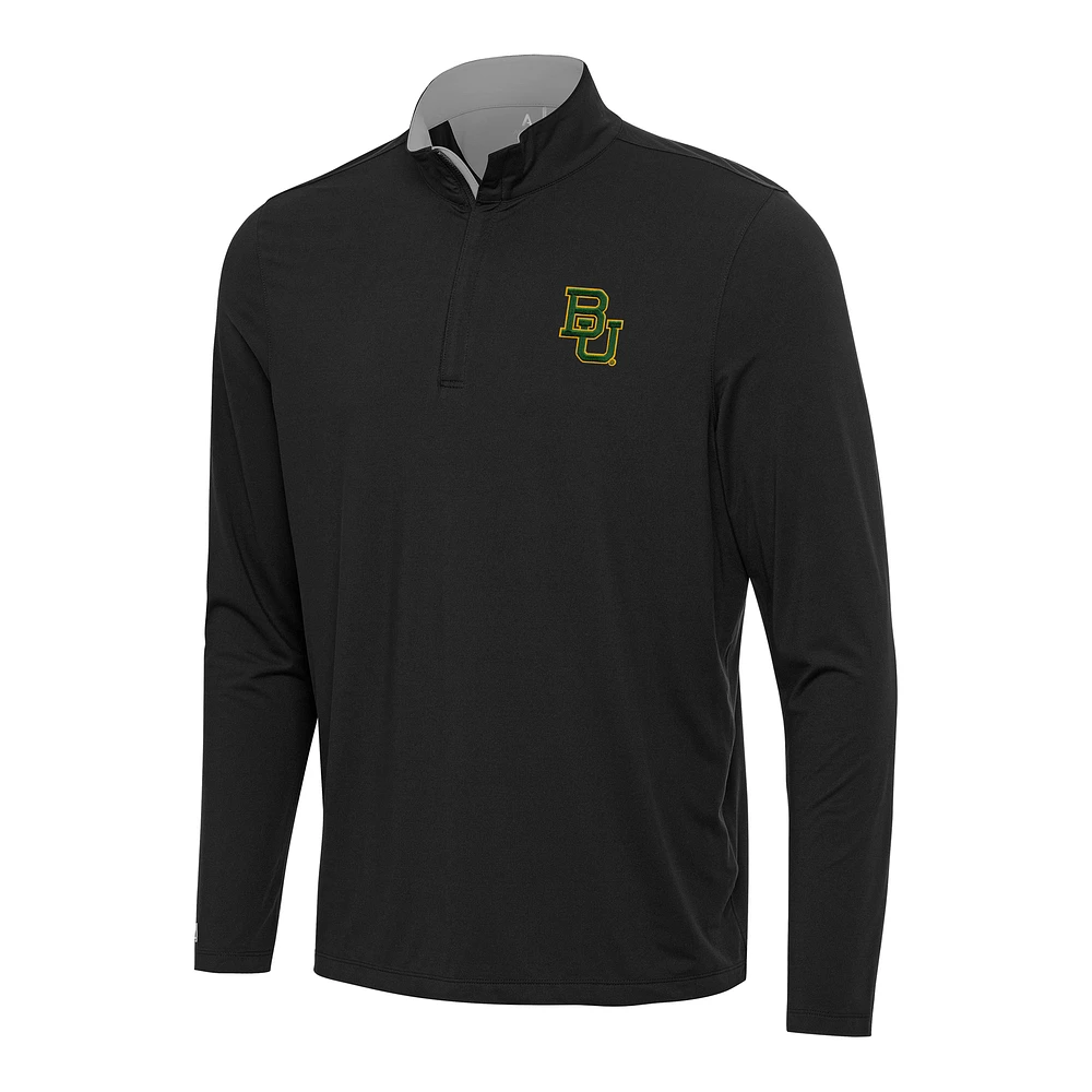 Men's Antigua Black/Gray Baylor Bears Content Quarter-Zip Pullover Top
