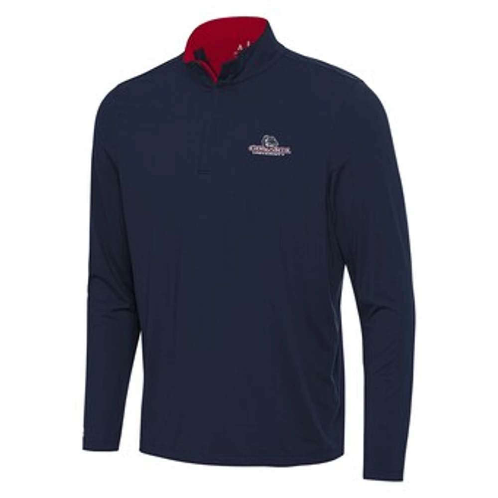 Men's Antigua Navy/Red Gonzaga Bulldogs Content Quarter-Zip Pullover Top