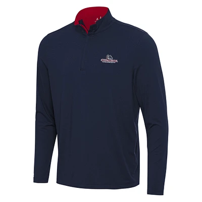 Men's Antigua Navy/Red Gonzaga Bulldogs Content Quarter-Zip Pullover Top