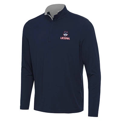 Men's Antigua Navy/Gray UConn Huskies Content Quarter-Zip Pullover Top