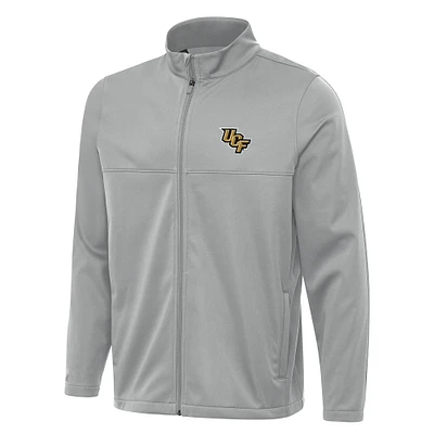 Men's Antigua Gray UCF Knights Links 2 Full-Zip Golf Jacket