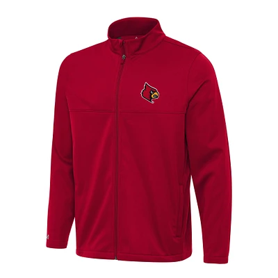 Men's Antigua Red Louisville Cardinals Links 2 Full-Zip Golf Jacket