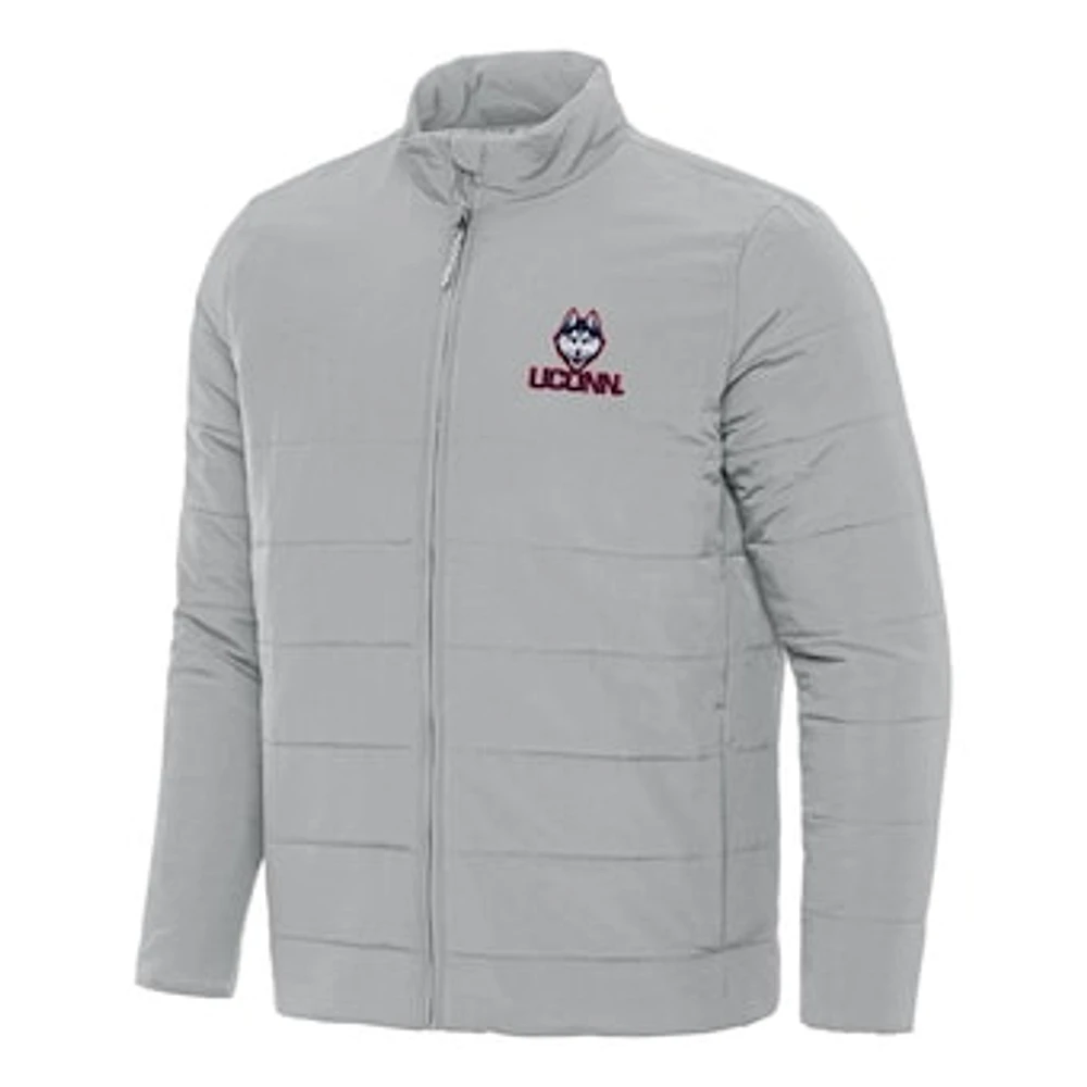 Men's Antigua Gray UConn Huskies Swelter Full-Zip Puffer Jacket