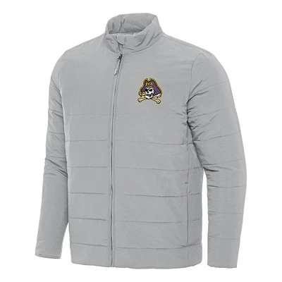 Men's Antigua Gray ECU Pirates Swelter Full-Zip Puffer Jacket