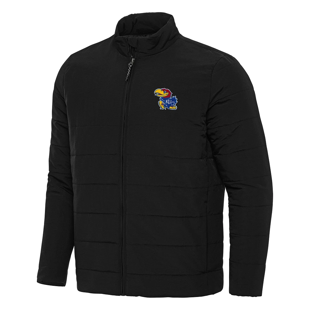 Men's Antigua Black Kansas Jayhawks Swelter Full-Zip Puffer Jacket
