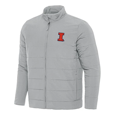 Men's Antigua Gray Illinois Fighting Illini Swelter Full-Zip Puffer Jacket