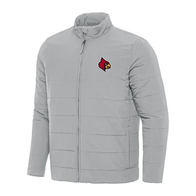 Men's Antigua Gray Louisville Cardinals Swelter Full-Zip Puffer Jacket