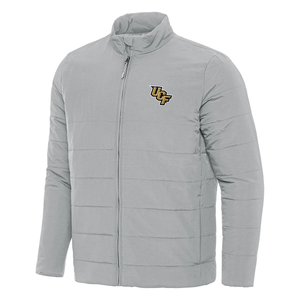 Men's Antigua Gray UCF Knights Swelter Full-Zip Puffer Jacket