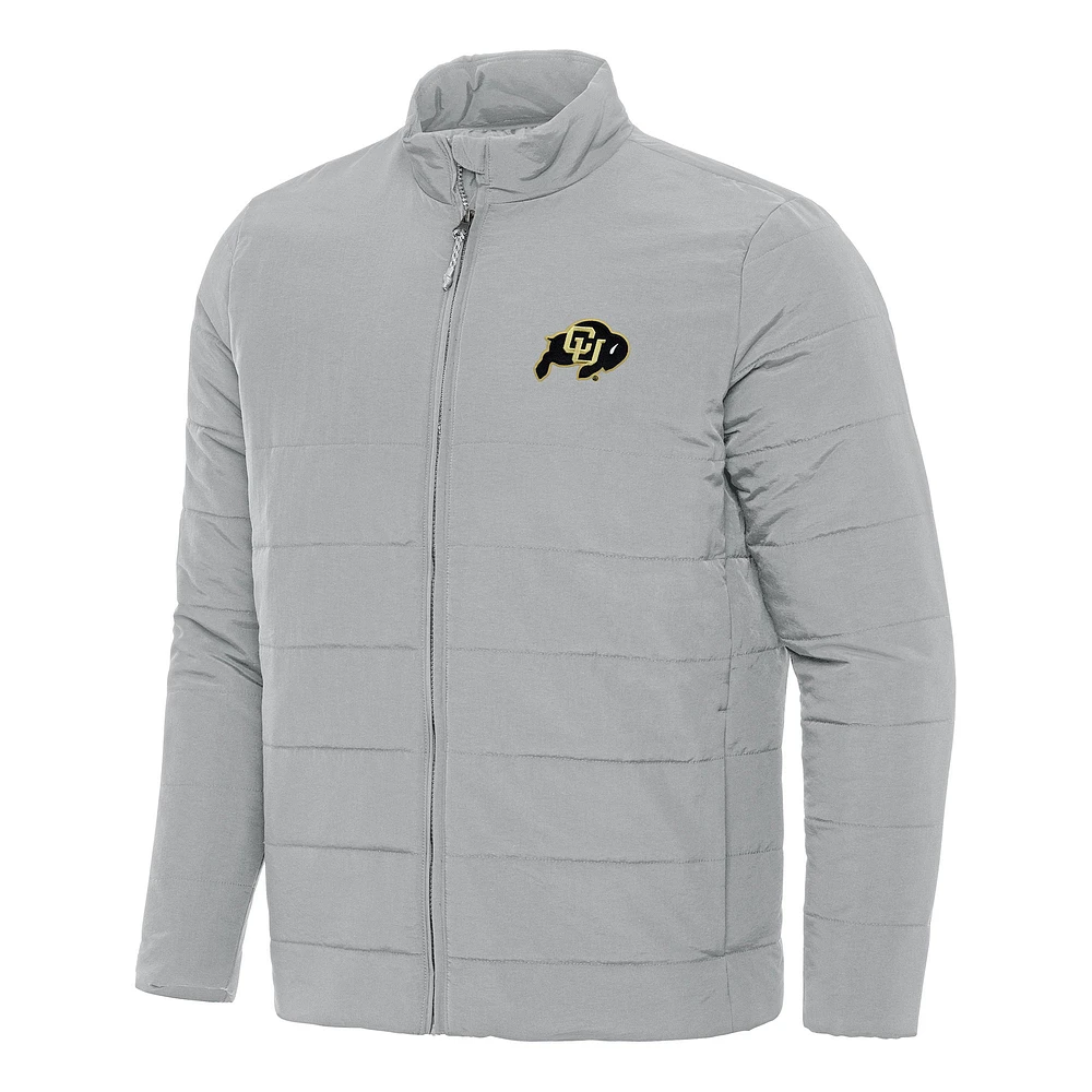 Men's Antigua Gray Colorado Buffaloes Swelter Full-Zip Puffer Jacket